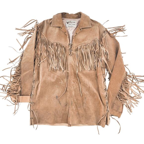 Women’s Leather Fringe Western Jacket Large Tan Continental Leather Fashions - Picture 1 of 16
